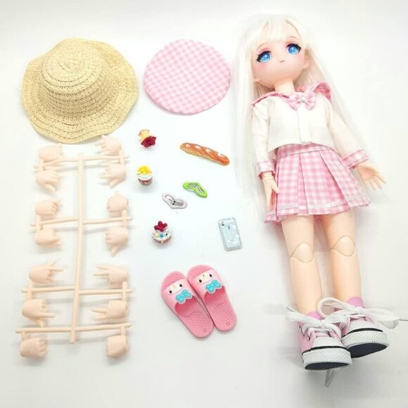 Pretty Ball Jointed Anime Style Doll Including Wig Hair, Makeup, Eyes, Clothes - Picture 6 of 6